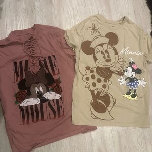 Minnie Mouse Graphic T-Shirts in Dust Pink ( XL ) and Tan ( M ) sets